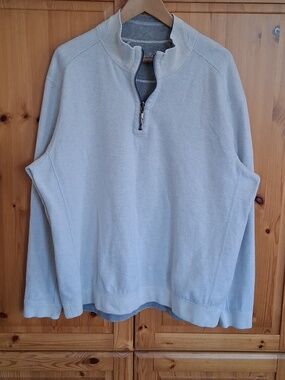 Tommy Bahama Light Gray Quarter-Zip Reversable Cotton Blend Sweatshirt Size XL